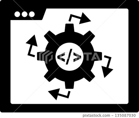Code Deployment Icon - Black Silhouette Software Development and Automation Symbol Code Deployment Icon - Black Silhouette Software Development and Automation Symbol 135087030