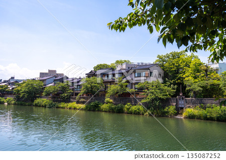 Old Kazue-machi district and Asano River in Kanazawa, Japan 135087252
