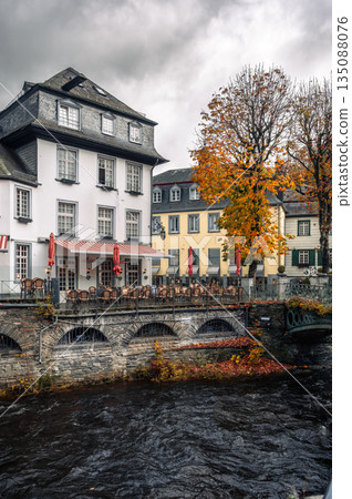 Picturesque Town Monschau with Historical Charm and the Tranquil Rur River. High quality photo 135088076