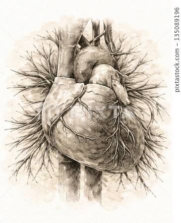 Human heart anatomy, 3D illustration 135089196