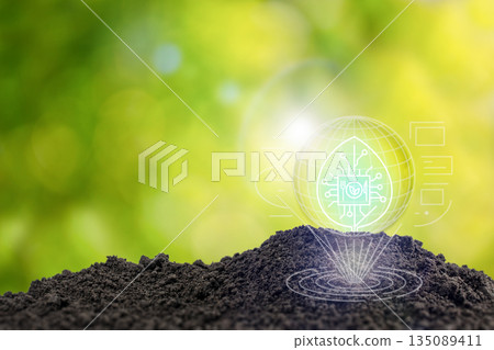 Artificial intelligence technology in agriculture for sustainable food production concept. Foodtech, food technology 135089411