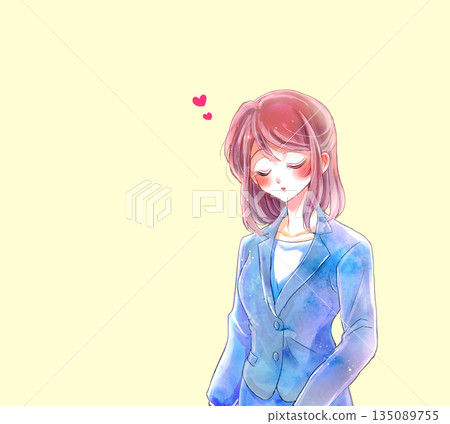 他喜歡的一個女人，穿著西裝 135089755