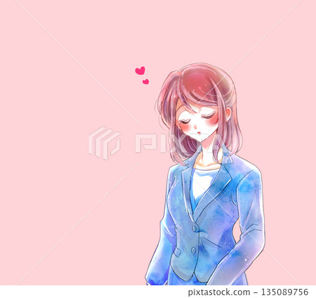 他喜歡的一個女人，穿著西裝 135089756