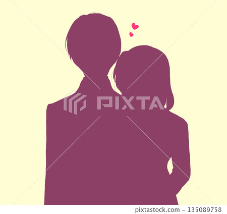 身著西裝的男女擁抱在一起，愛意，剪影 135089758