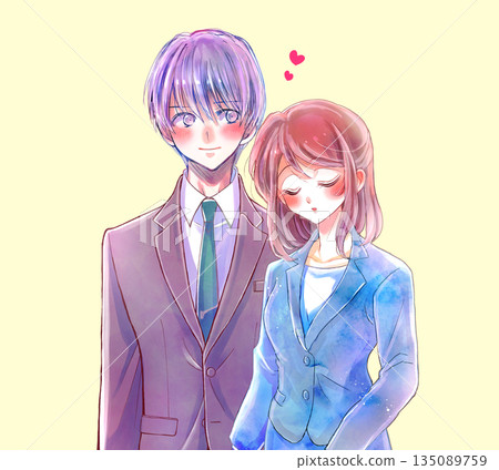 Men and women in suits hugging each other in love 135089759