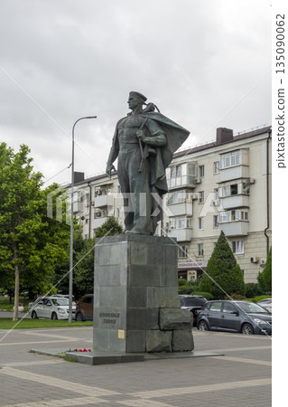 July 28, 2025: Monument to the Unknown Sailor on the waterfront in Novorossiysk, Russia, honoring fallen sailors and naval history, with the Black Sea coastline in the background July 28, 2025: Monument to the Unknown Sailor on the waterfront in Novorossiysk, Russia, honoring fallen sailors and naval history, with the Black Sea coastline in the background 135090062