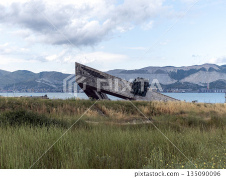 August 22 2025 Monument to the landless soldiers in Novorossiysk Russia commemorating their heroism during World War II. Historic memorial on the Black Sea coast 135090096