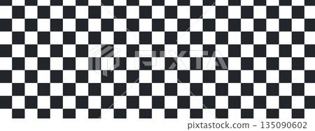 Classic checkered flag pattern with bold black and white squares, perfect for racing themes, retro designs, and seamless backgrounds with timeless checker appeal. Classic checkered flag pattern with bold black and white squares, perfect for racing themes, retro designs, and seamless backgrounds with timeless checker appeal. 135090602