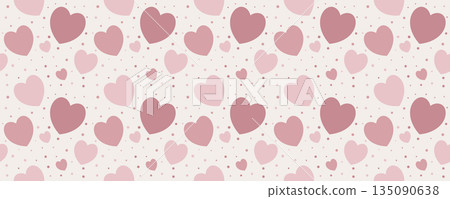 Cute heart print featuring randomly placed love shapes on gentle pink backdrop. Ideal for Valentine greeting cards, romantic wrapping paper, or sweet girl's decor. 135090638