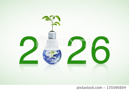 Happy new year 2026 ecology and saving energy concept, Elements of this image furnished by NASA Happy new year 2026 ecology and saving energy concept, Elements of this image furnished by NASA 135090804