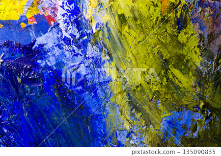 Abstract background of oil paints on an artist's palette Abstract background of oil paints on an artist's palette 135090835