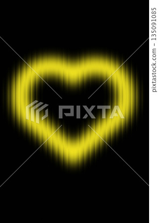 Yellow Neon Heart Glow on Black Background Yellow Neon Heart Glow on Black Background 135091085