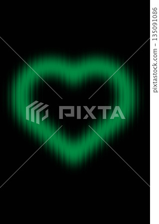 Green Neon Heart Glow on Black Background Green Neon Heart Glow on Black Background 135091086