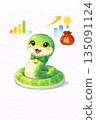Auspicious cute snake illustration Zodiac material that represents growth and success 135091124
