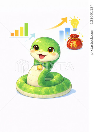 Auspicious cute snake illustration Zodiac material that represents growth and success Auspicious cute snake illustration Zodiac material that represents growth and success 135091124