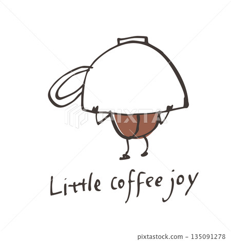 Loose hand-drawn coffee bean character vector 2 135091278