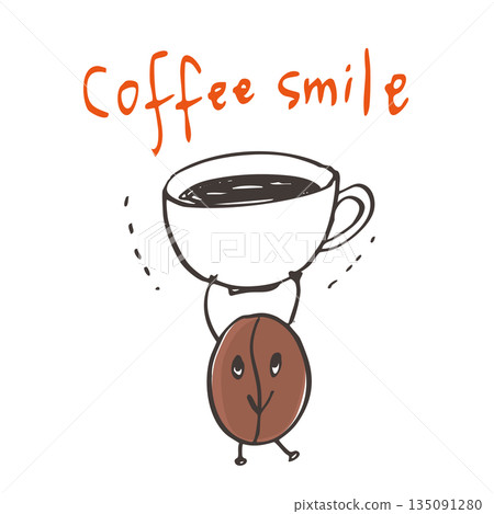 Loose hand-drawn coffee bean character vector 1 Loose hand-drawn coffee bean character vector 1 135091280