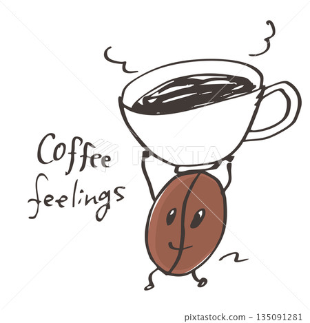 Loose hand-drawn coffee bean character vector 4 135091281