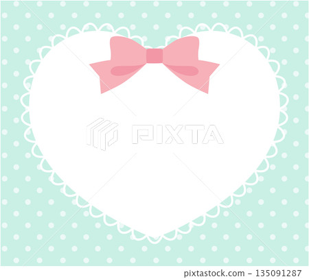 Vector illustration of a cute heart lace frame with ribbon. Dot, lovely 135091287