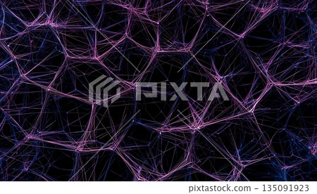 Colorful Abstract Lattice Mesh Pattern With Interconnected Lines And Depth 135091923