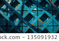 Weathered Blue Metal Lattice With Repeating Diamond Grid Pattern 135091932