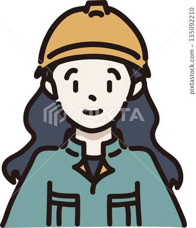 圖:一名戴著頭盔、身穿工作服(綠色制服)的女性 圖:一名戴著頭盔、身穿工作服(綠色制服)的女性 135092210