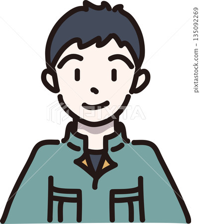 身穿工作服（綠色制服）的男子插圖 135092269