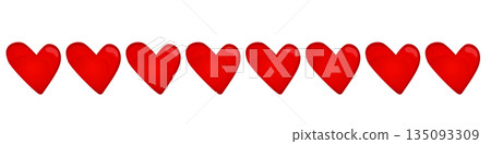 Heart border simple cute red heart divider. Hearts for Valentine's day invitation cards and page decoration. 135093309