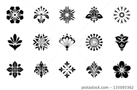 Flower icons set. Isolated elements for design. Vector graphics. Flower collection Flower icons set. Isolated elements for design. Vector graphics. Flower collection 135093362