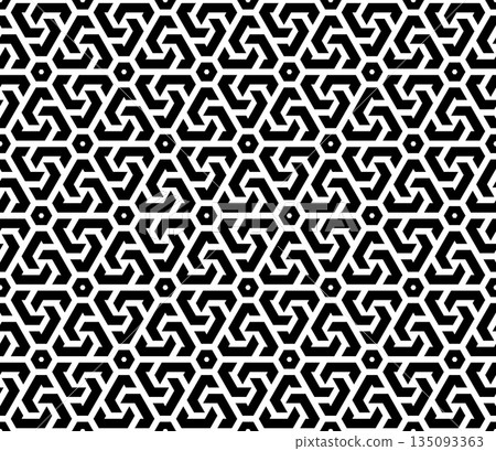 Abstract geometric pattern. A seamless vector background. White and black ornament. Graphic modern pattern. Simple lattice graphic design. 135093363