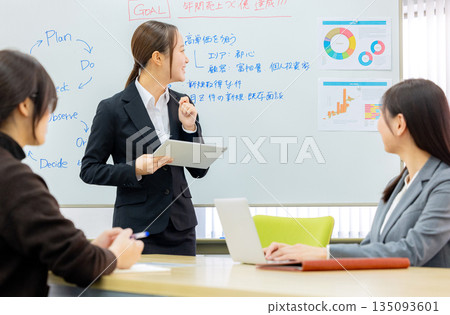 A woman making a meeting A woman making a meeting 135093601