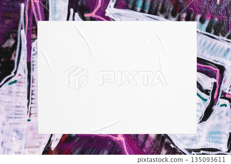 colorful urban wall texture with wrinkled glued poster template colorful urban wall texture with wrinkled glued poster template 135093611
