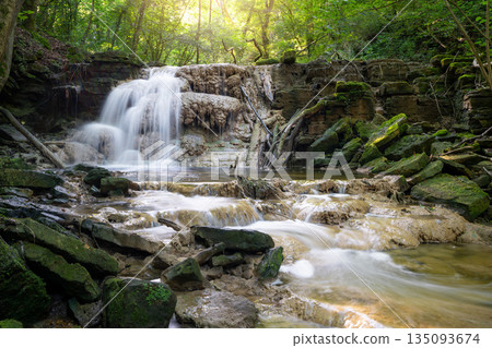 Landscape image with small creek, Eifel, Germany Landscape image with small creek, Eifel, Germany 135093674
