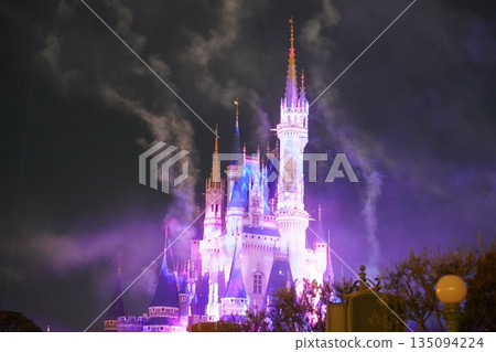 夜晚的教堂和夜晚的燈光 135094224