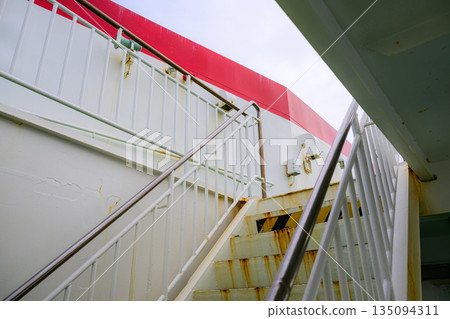 Ship's exterior stairs and handrails Ship's exterior stairs and handrails 135094311