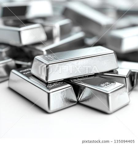 Silver bars with bright metallic shine Silver bars with bright metallic shine 135094405