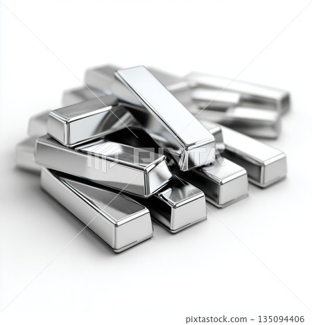 Silver bars with bright metallic shine Silver bars with bright metallic shine 135094406