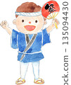 Vector illustration of a child wearing a happi coat 135094430