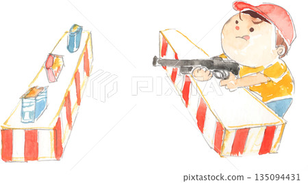孩子們在節日裡玩射擊遊戲的向量插圖 孩子們在節日裡玩射擊遊戲的向量插圖 135094431