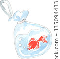 Vector illustration of goldfish in a goldfish scooping bag 135094433