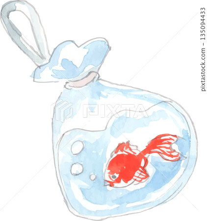 金魚裝在撈金魚袋中的向量圖 金魚裝在撈金魚袋中的向量圖 135094433