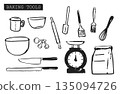 Hand-drawn baking tools line drawing illustration set 1 135094726