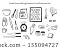 Hand-drawn line drawing illustrations of ingredients for making sweets - all set 135094727
