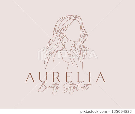 Beauty stylist label design 135094823