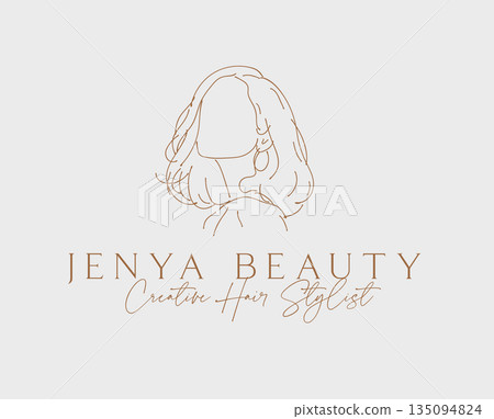 Beauty hair stylist label design 135094824