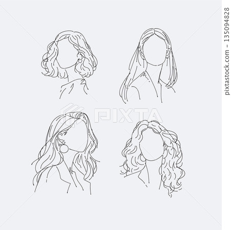 Female silhouette with long hair collection Female silhouette with long hair collection 135094828