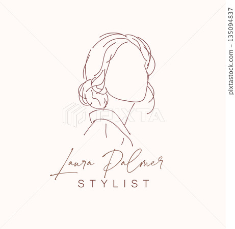 Female beauty stylist label design 135094837