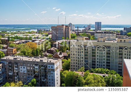 View of roofs of urban highrise buildings View of roofs of urban highrise buildings 135095387