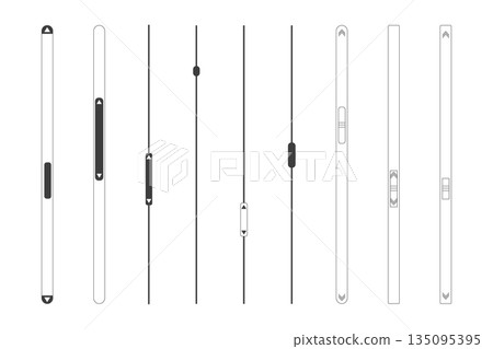 Slide scroll bar set slider. UI control web elements. Scrollbar control panel for power, volume, brightness, Design elements for your website. simple modern graphic element for ui, infographic, icon 135095395
