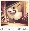 Ballerina in arabesque pose. The beauty and grace of dance 135095605